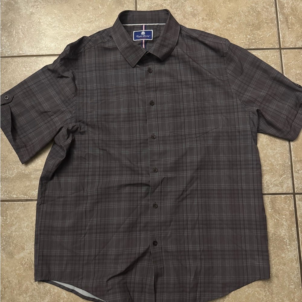 English Laundry Men's Dark Plaid Button Down Shirt